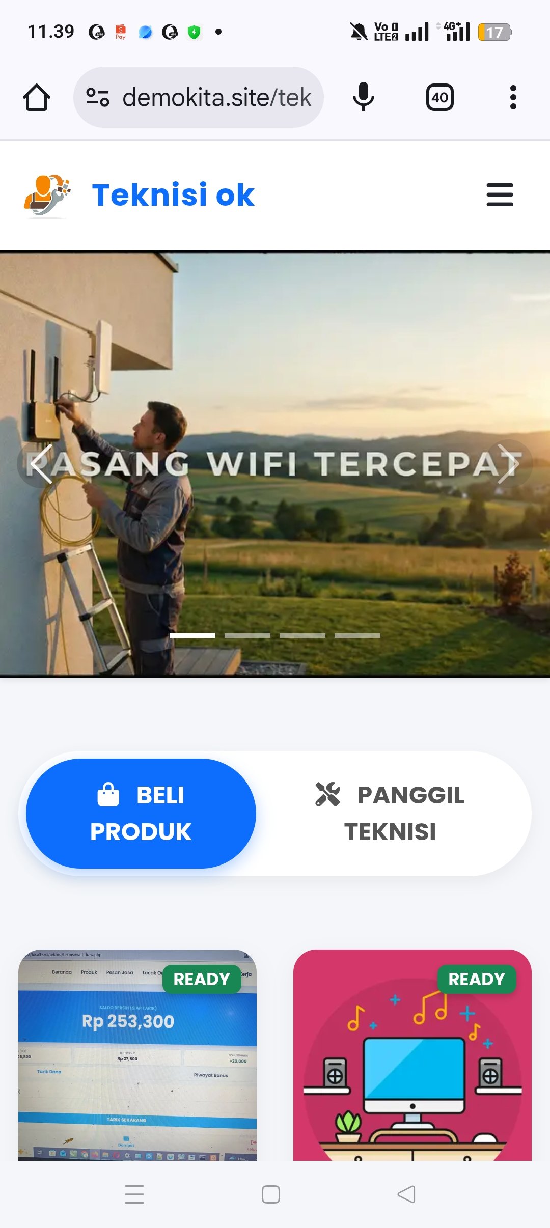 Script website panggilan teknisi